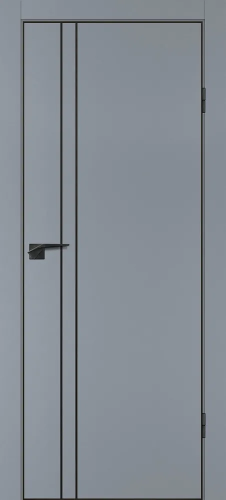 Фото Межкомнатная дверь P-20  черный молдинг PET,  кромка ABS черная c 4-х ст. Серый матовый